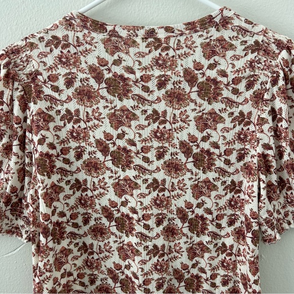 Lucky Brand Pointelle Floral Puff Sleeve Top Women’s M Boho Shirt Cottagecore - Picture 7 of 12